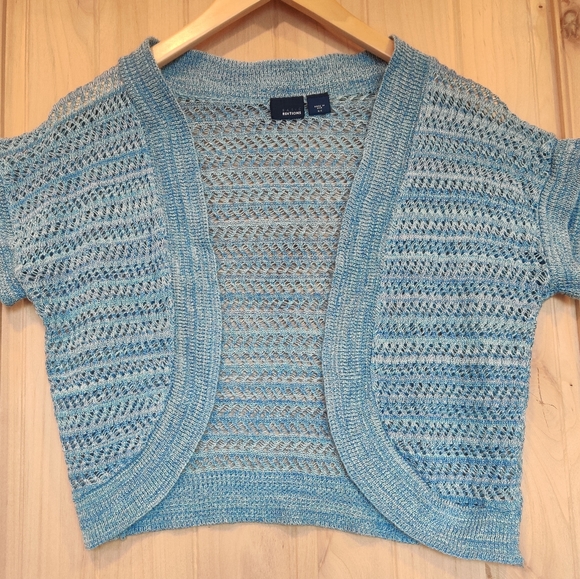 Basic Editions Blue Knit Shrug - Picture 2 of 5